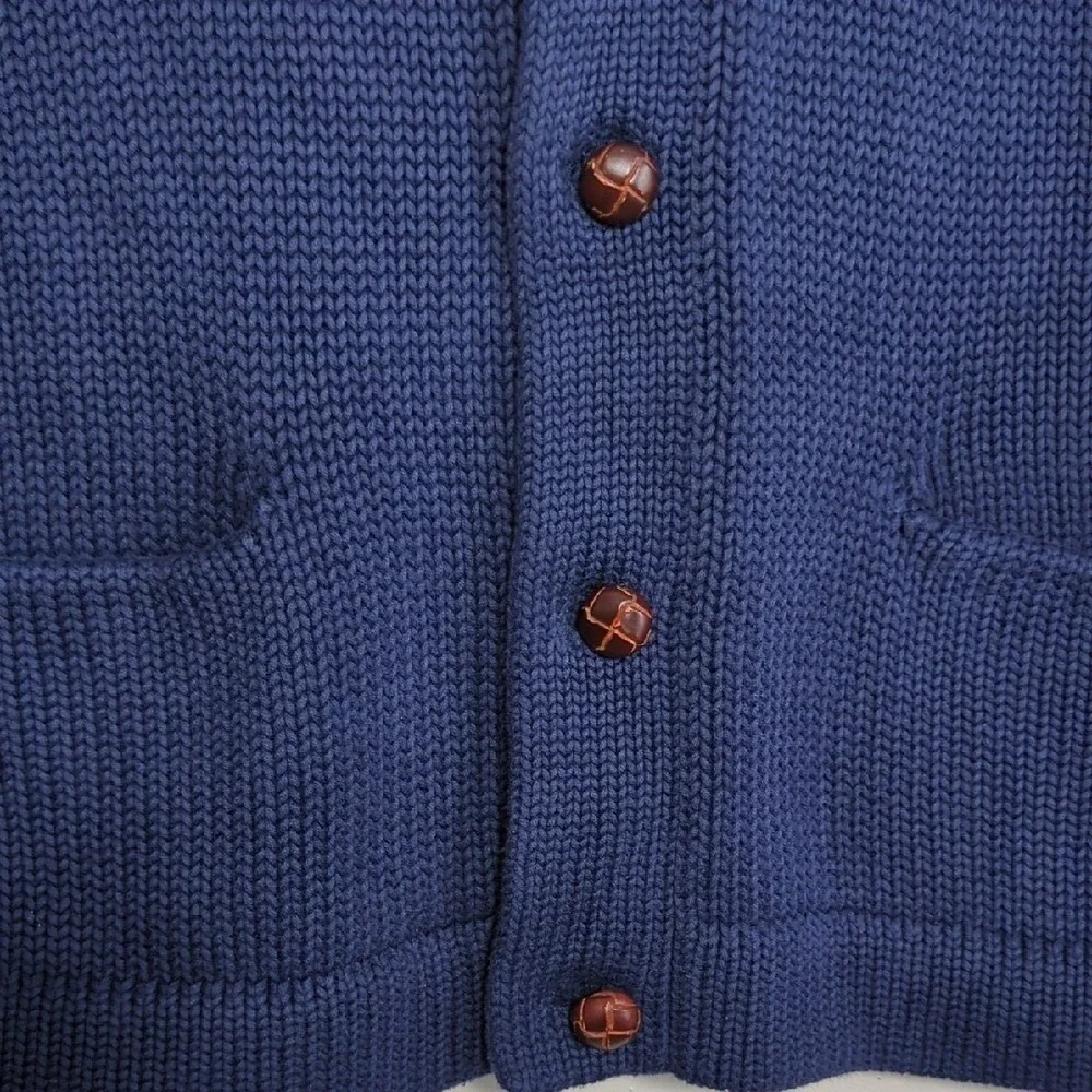 Polo Ralph Lauren Navy‎ Blue Cardigan Sweater Preppy Quiet Luxury Men's Medium